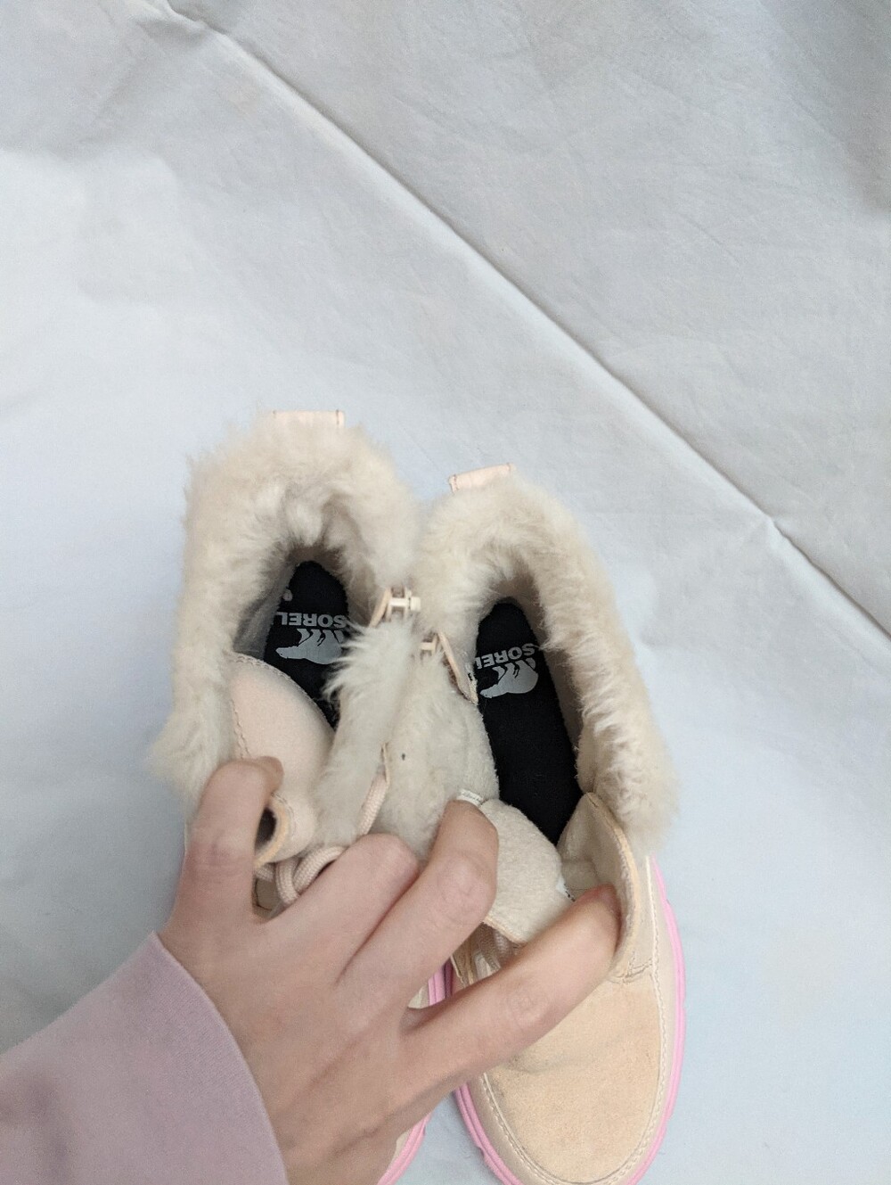 Sorel Girls Beige Faux-Fur Ankle Insulated Snow Boots Size 2 - Picture 5 of 10